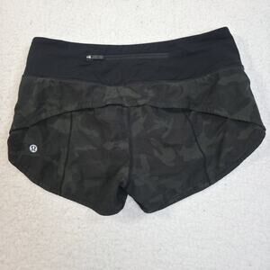 Lululemon Speed Up Shorts Women 2 Green Camo Low Rise Lined Running Yoga W7ATDR